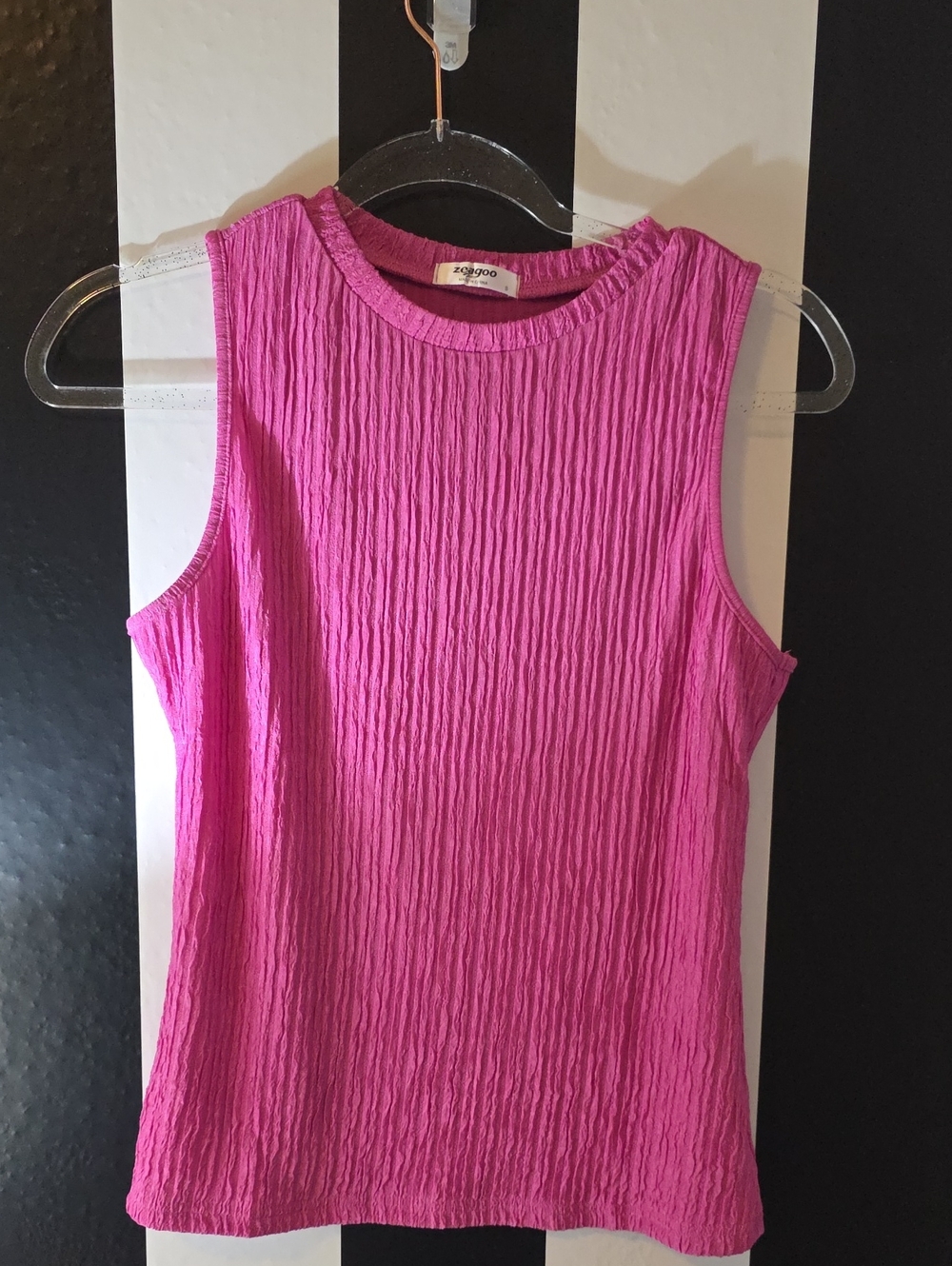 zeagoo Hot Pink Textured Crewneck Tank